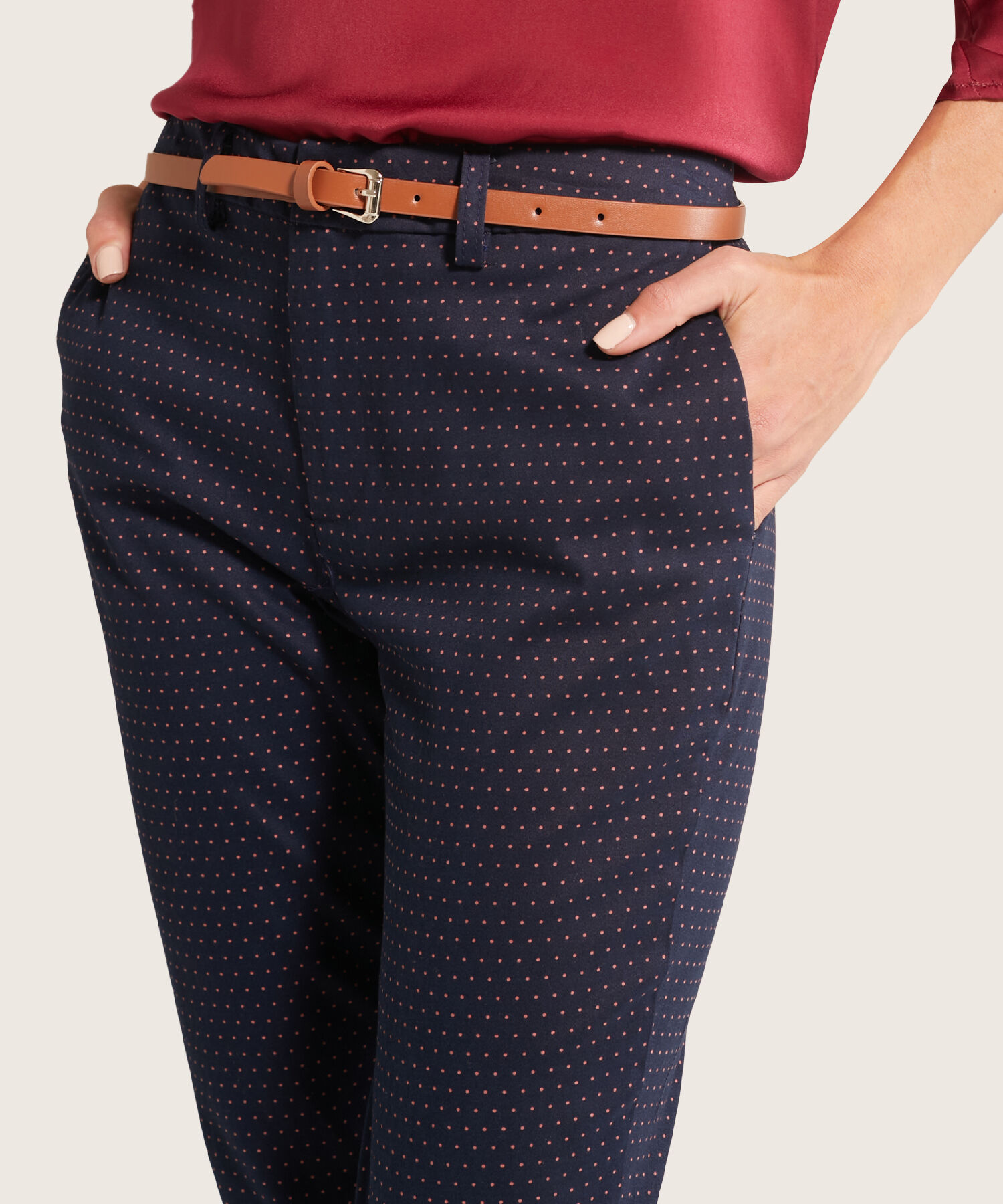 Pantalón Chino Estampado Con Cinturón